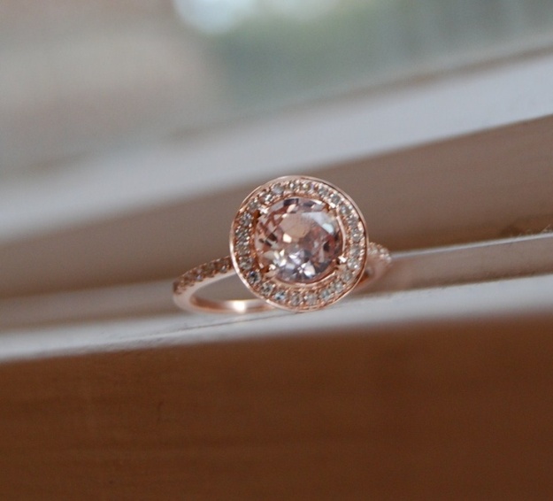 This gorgeous round champagne diamond ring with 14k rose gold can be found from Etsy for under $2k